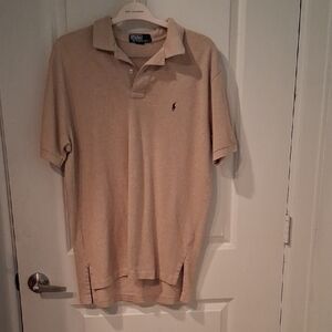 Polo by Ralph Lauren Men's Tan Polo Shirt with Embroidered Pony